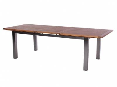 Diamond Garden Milano Ausziehtisch, 200–260×100 cm, Edelstahl, Teak