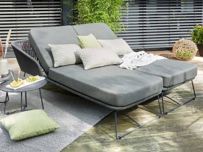 Diamond Garden Milos Daybed rechts, Dark Grey incl. Sitz- und Rückenkissen