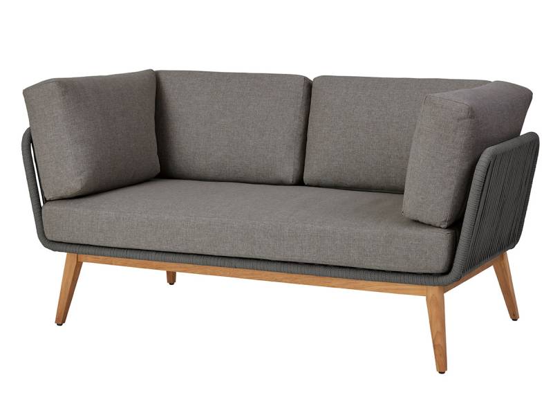 Diamond Garden Milos Teak Modullounge 2er Sofa – Dark Grey inkl. Sitz-und Rückenkissen