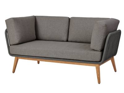 Diamond Garden Milos Teak Modullounge 2er Sofa – Dark Grey inkl. Sitz-und Rückenkissen