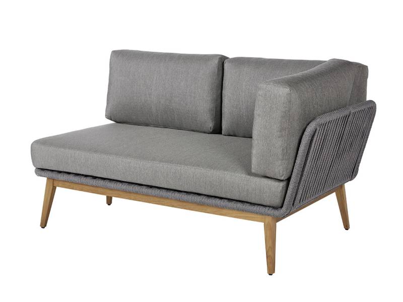 Diamond Garden Milos Teak Modullounge lange Ecke rechts – dark grey inkl. Sitz-und Rückenkissen