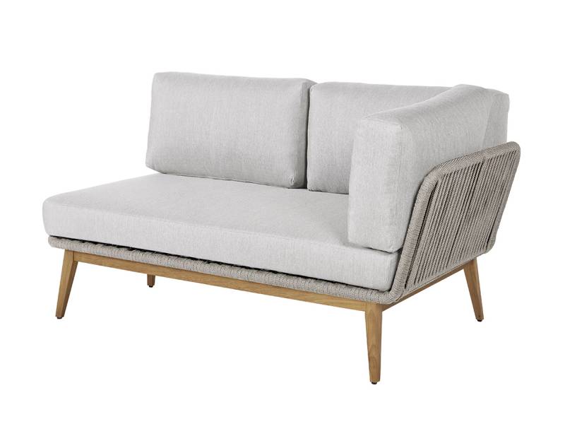 Diamond Garden Milos Teak Modullounge lange Ecke rechts – light grey inkl. Sitz-und Rückenkissen