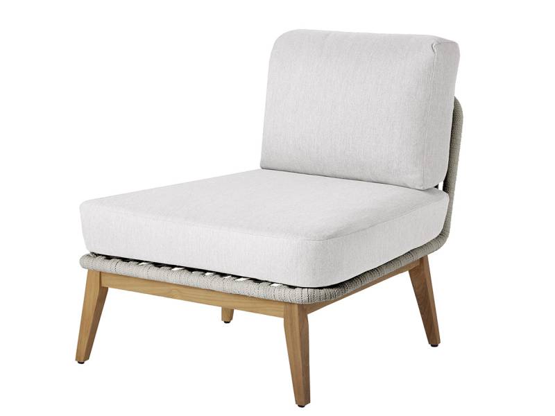 Diamond Garden Milos Teak Modullounge Mittelteil – light grey inkl. Sitz-und Rückenkissen