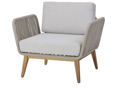 Diamond Garden Milos Teak Modullounge Sessel – Light Grey inkl. Sitz-und Rückenkissen