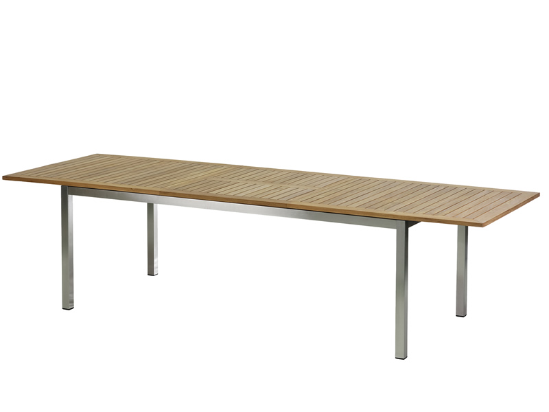 Diamond Garden Roma Ausziehtisch,  220–300×100 cm, Edelstahl, Teak