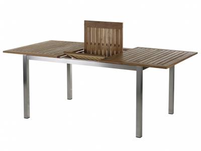Diamond Garden Roma Ausziehtisch,  220–300×100 cm, Edelstahl, Teak