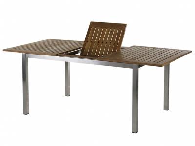Diamond Garden Roma Ausziehtisch,  220–300×100 cm, Edelstahl, Teak