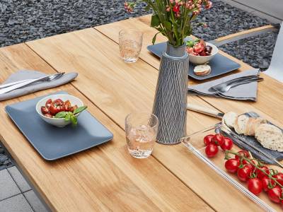 Diamond Garden Salerno Tisch – 3 Planken 130 x 80 cm, Gestell Edelstahl
