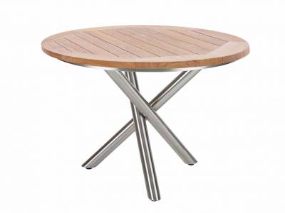Diamond Garden San Marino Tisch Edelstahl, Tischplatte Teak Natur Belmont 120 cm