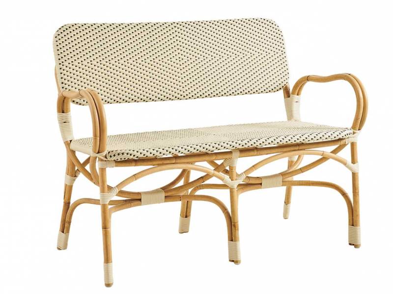 Sika Design AFFÄIRE Franco Albini Bistro 2-Sitzer Bank, Ivory w/black dot