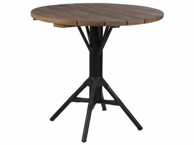 Sika Design AFFÄIRE Nicole Gartentisch, Teak-Tischplatte, Ø 80cm Gestell schwarz Alu