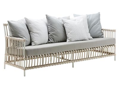 Sika Design EXTERIOR Caroline 3-Sitzer Sofa, Dove white, inkl. Kissen, Alurattan