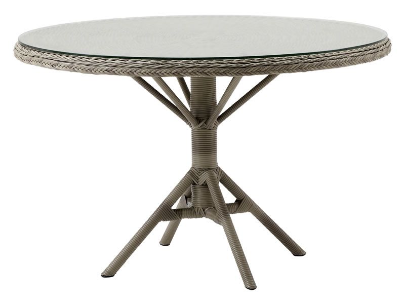 Sika Design GEORGIA GARDEN Grace Esstisch rund - Ø120 cm, Antique Grey mit Glasplatte