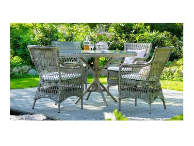 Sika Design GEORGIA GARDEN Grace Esstisch rund - Ø120 cm, Antique Grey mit Glasplatte