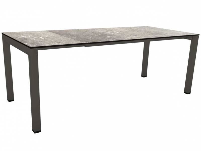 Stern Ausziehtisch 160/210x90 cm Aluminium anthrazit mit Tischplatte Silverstar Vintage stone