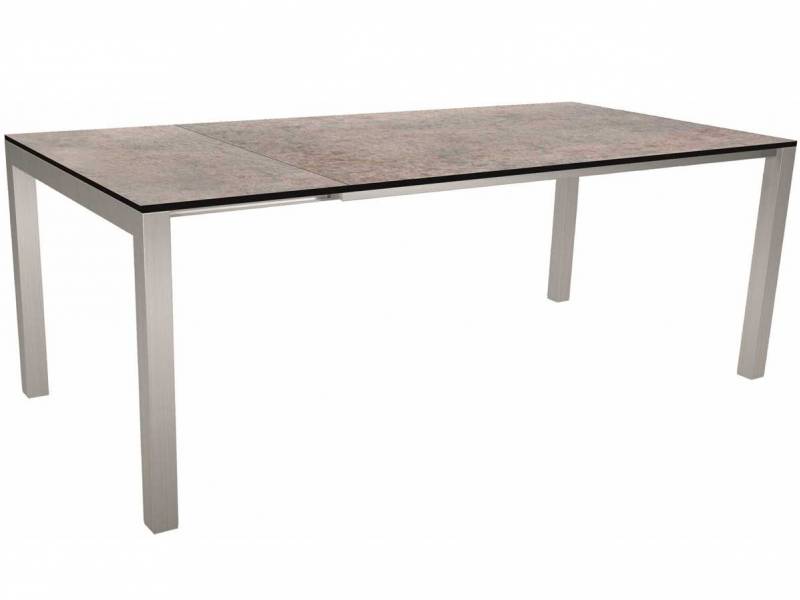 Stern Ausziehtisch 160/210x90 cm Edelstahl mit Tischplatte Silverstar Smoky