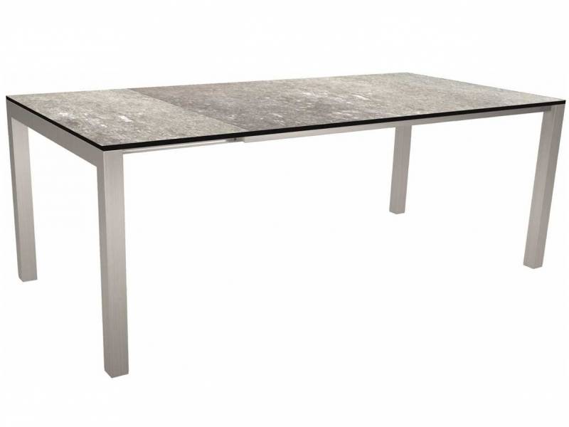 Stern Ausziehtisch 160/210x90 cm Edelstahl mit Tischplatte Silverstar Vintage stone