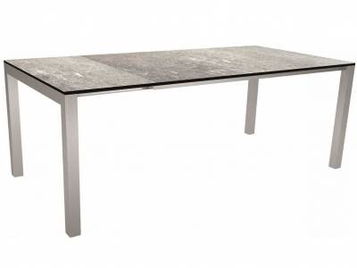 Stern Ausziehtisch 160/210x90 cm Edelstahl mit Tischplatte Silverstar Vintage stone