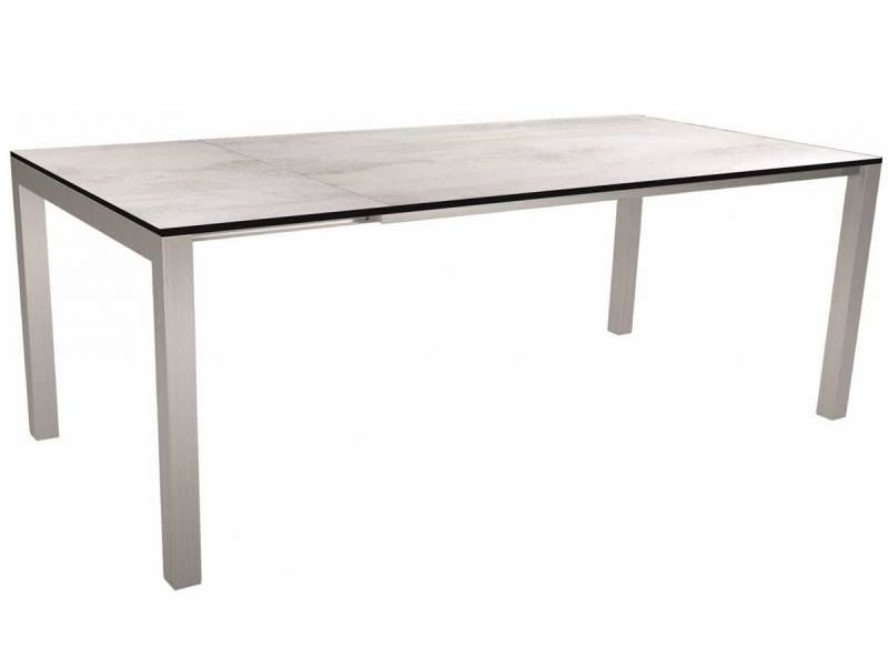 Stern Ausziehtisch 160/210x90 cm Edelstahl mit Tischplatte Silverstar Zement hell