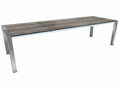 Stern Ausziehtisch 214/294x100, Edelstahl, Silverstar Tundra grau