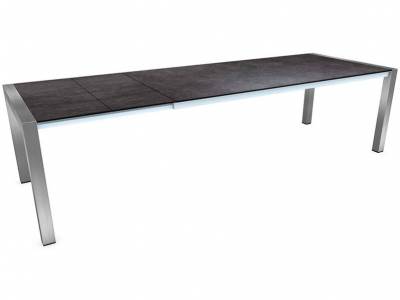 Stern Ausziehtisch 214/294x100, Edelstahl, Silverstar Vintage grau