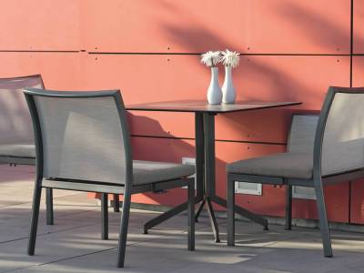 Stern Bistrotisch: Alu Tischgestell Faro 80 cm anthrazit + freiwählbare Tischplatte