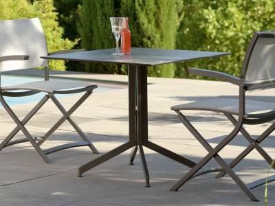 Stern Bistrotisch: Alu Tischgestell Faro 80 cm anthrazit + freiwählbare Tischplatte