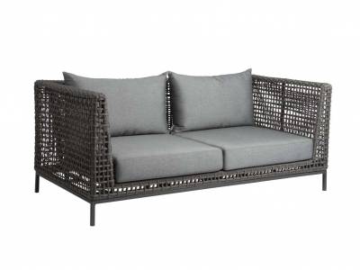 Stern Corda 2-Sitzer Sofa Ropegeflecht Platin, Gestell Aluminium anthrazit