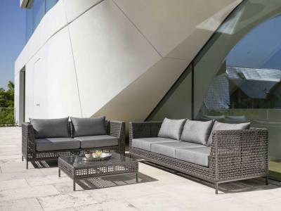 Stern Corda 2-Sitzer Sofa Ropegeflecht Platin, Gestell Aluminium anthrazit