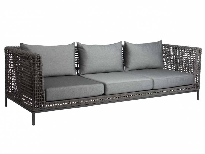 Stern Corda 3-Sitzer Sofa Ropegeflecht Platin, Gestell Aluminium anthrazit