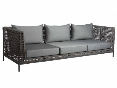 Stern Corda 3-Sitzer Sofa Ropegeflecht Platin, Gestell Aluminium anthrazit