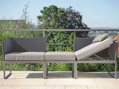 Stern DONNA City-Lounge, Aluminium graphit mit Bezug silbergrau