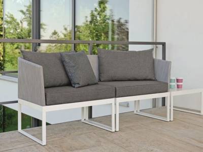 Stern DONNA City-Lounge Aluminium weiß mit Bezug silber