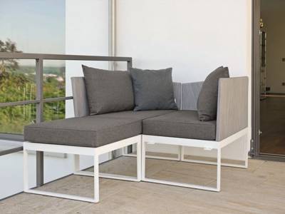 Stern DONNA City-Lounge Aluminium weiß mit Bezug silber