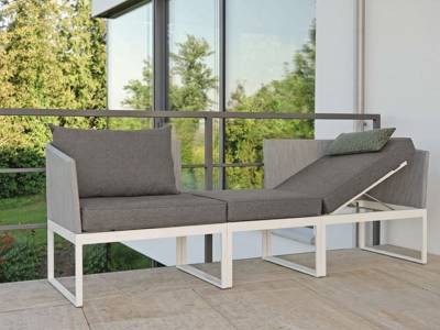 Stern DONNA City-Lounge Aluminium weiß mit Bezug silber