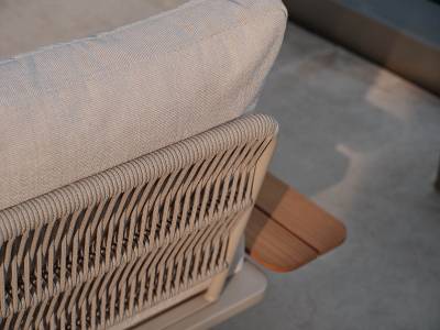 Stern Enya Anstecktisch groß, 29x84 cm Edelstahl greige, Tischplatte Teak