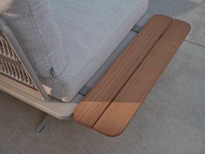 Stern Enya Anstecktisch groß, 29x84 cm Edelstahl greige, Tischplatte Teak