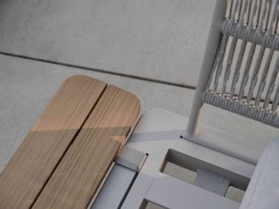 Stern Enya Anstecktisch groß, 29x84 cm Edelstahl greige, Tischplatte Teak