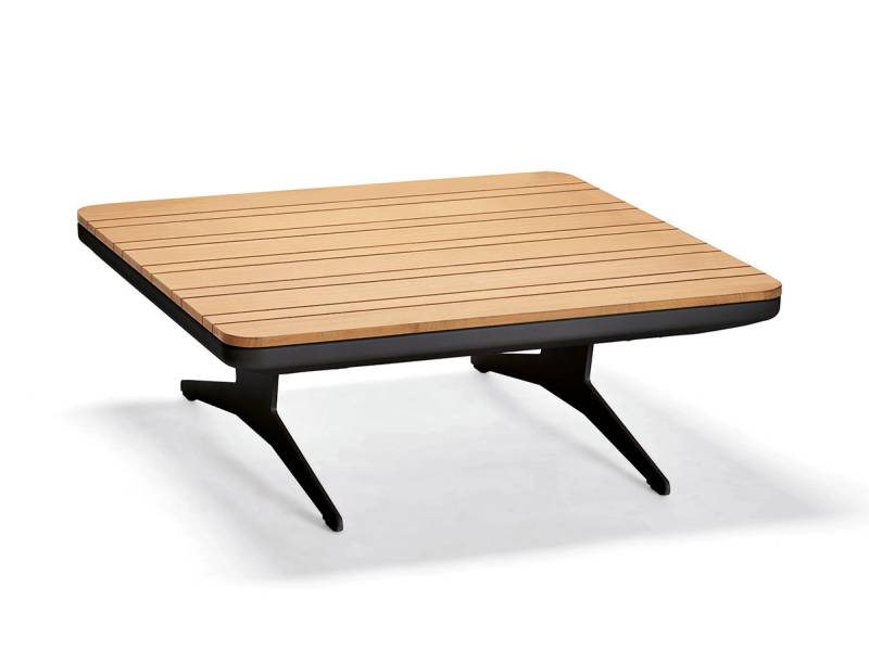 Stern Enya Lounge Tisch 84x84 cm Aluminium anthrazit, Tischplatte Teak