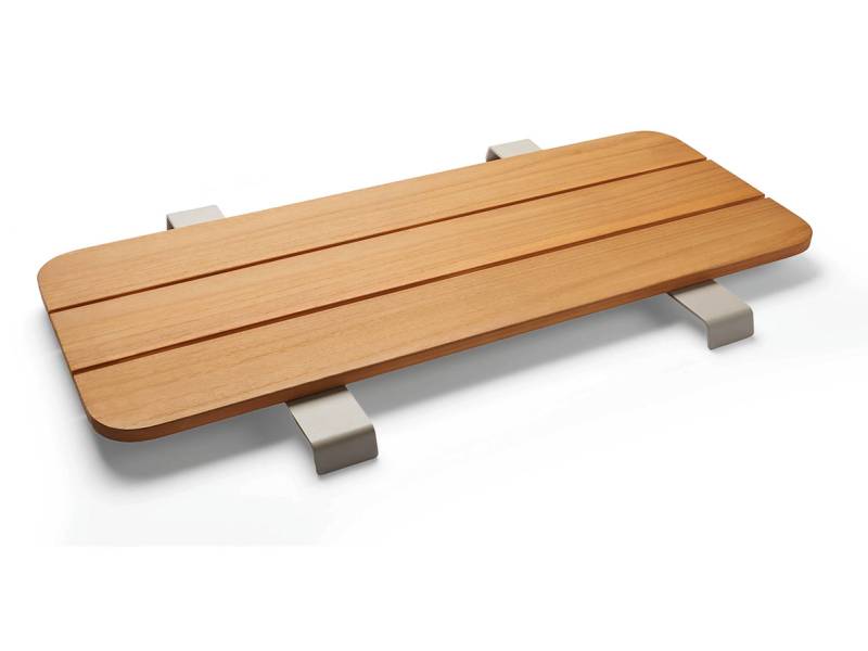 Stern Enya Verbindungstisch 48x84 cm Edelstahl greige, Tischplatte Teak