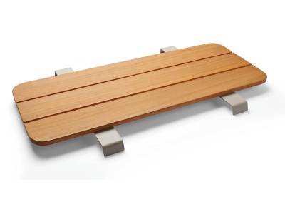 Stern Enya Verbindungstisch 48x84 cm Edelstahl greige, Tischplatte Teak