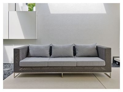 Stern FONTANA 3-Sitzer Sofa, basaltgrau inkl. Untergestell in Edelstahl