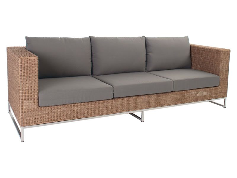 Stern FONTANA 3-Sitzer Sofa, zimt inkl. Untergestell in Edelstahl