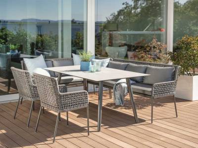 Stern Greta Dining-Set Ecke links, Aluminium Anthrazit inklusive Kissen