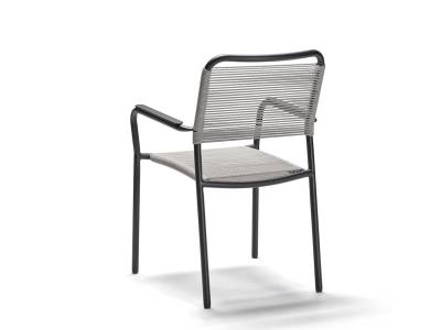 Stern Joris Stapelsessel, Gestell Aluminium Anthrazit matt, Kordel Stone