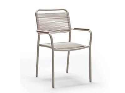 Stern Joris Stapelsessel, Gestell Aluminium greige, Kordel greige