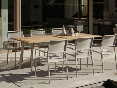 Stern Joris Stapelsessel, Gestell Aluminium greige, Kordel greige