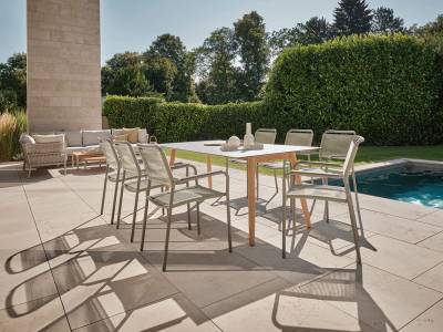 Stern Joris Stapelsessel, Gestell Aluminium Pistazie, Kordel Pistazie