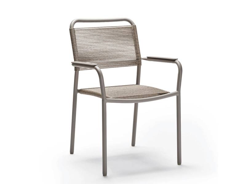 Stern Joris Stapelsessel, Gestell Aluminium warmgrau, Kordel warmgrau