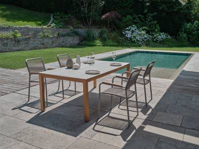 Stern Joris Stapelsessel, Gestell Aluminium warmgrau, Kordel warmgrau